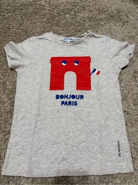 Jacadi Gray Tee with Red & Blue Paris Graphic